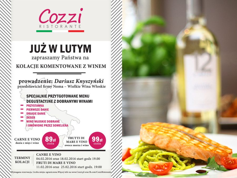 LUTY 2016 – kolacje z sommelierem w Cozzi